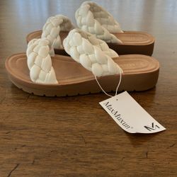 MaxMuxun White Braided Double Strap Platform Sandals - NWT