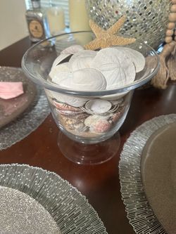 Large Glass Vase + Real Beach Shells