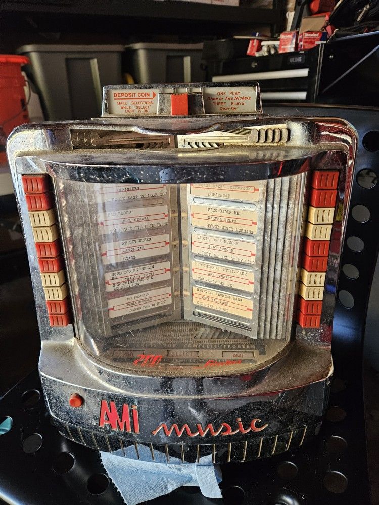 Vintage AMI Tabletop Jukebox Selector – 1950s Chrome Wallbox