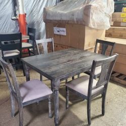 Beautiful Gray 5 Pc Farmhouse Dining Set (New)