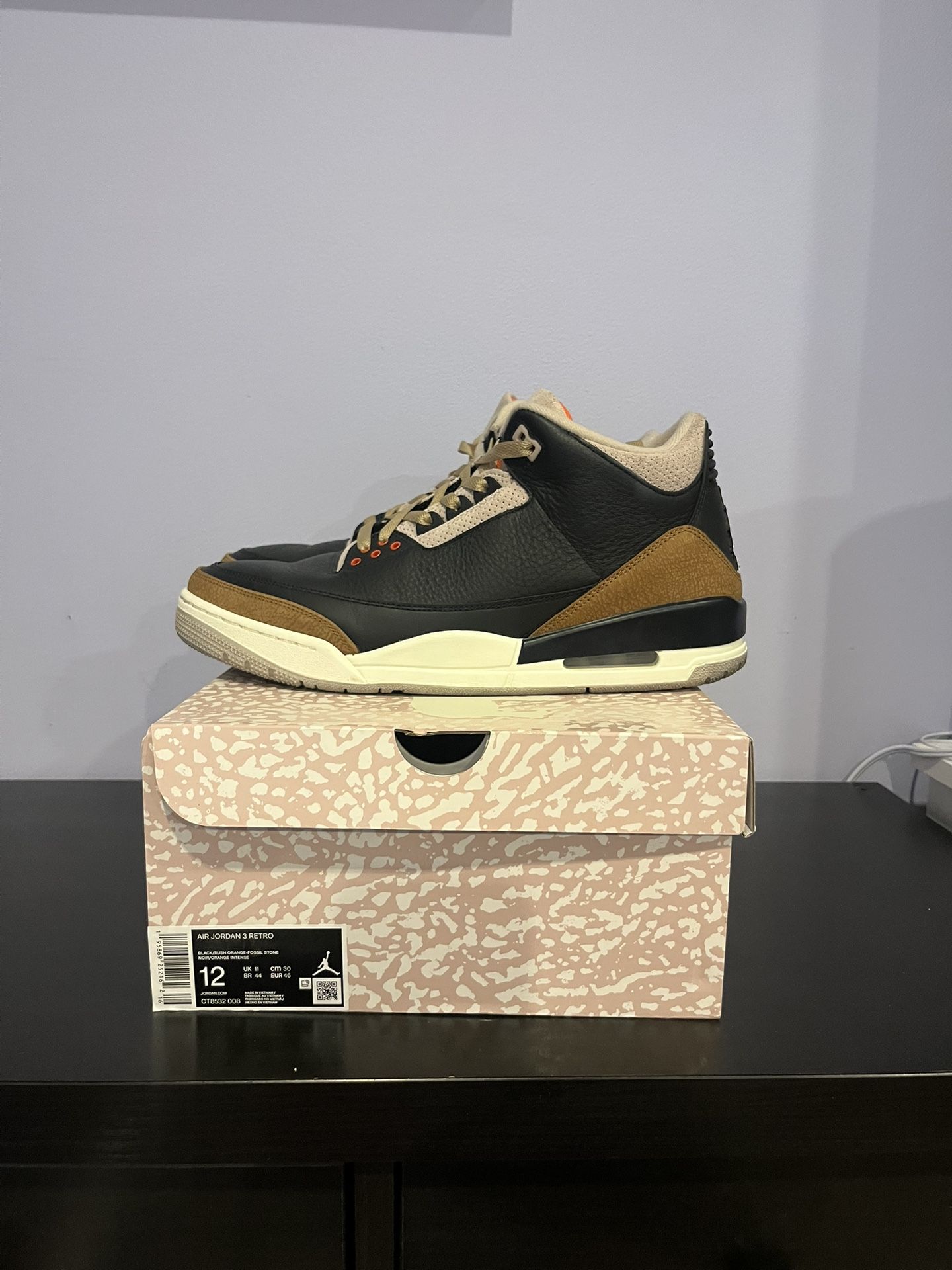 Nike Men’s Jordan 3 Retro Size 12 Desert Elephant |CT8532-008| USED PREOWENED