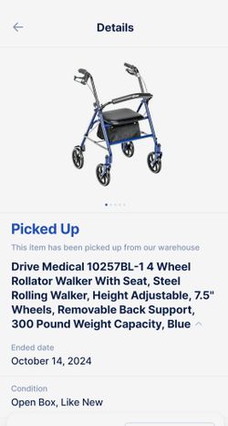 Drive Medical Rollator Walker with Seat, 7.5 Inch Wheels, Blue
