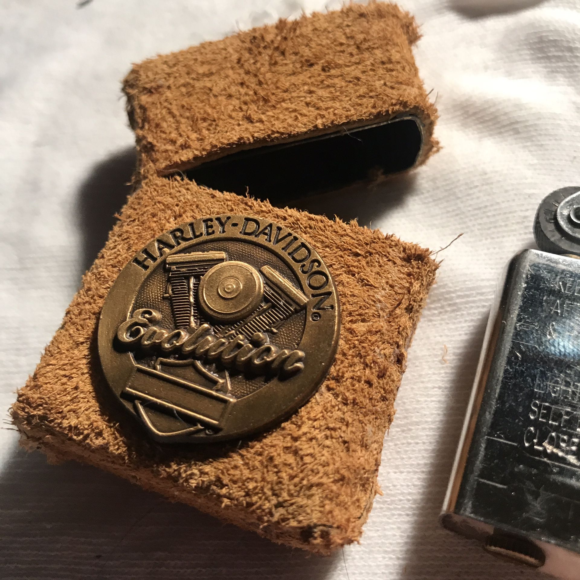 Harley Davidson Custom Made 1 of a kind Suede Zippo Lighter Evolution