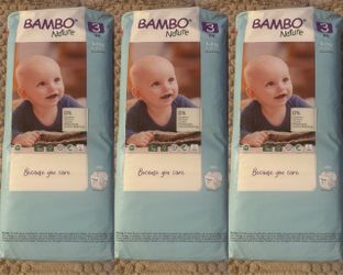 New Bambo Nature Hypoallergenic Baby Diapers Size 3 (9-18 lbs) - 156 Count