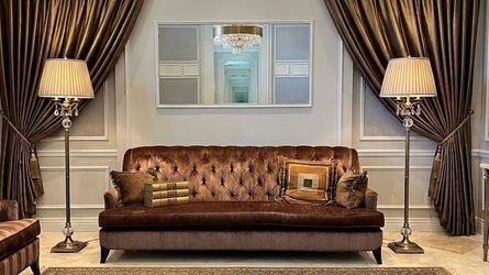 Tufted Brown Corduroy Sofa 94” Long