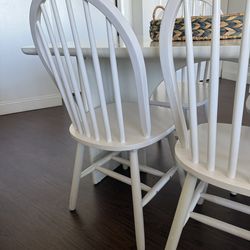 4 White Wood Chairs