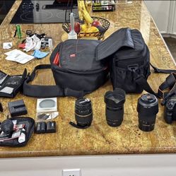 Camera Gears . Sony a 77 With Four Lenses All In Great Condition 