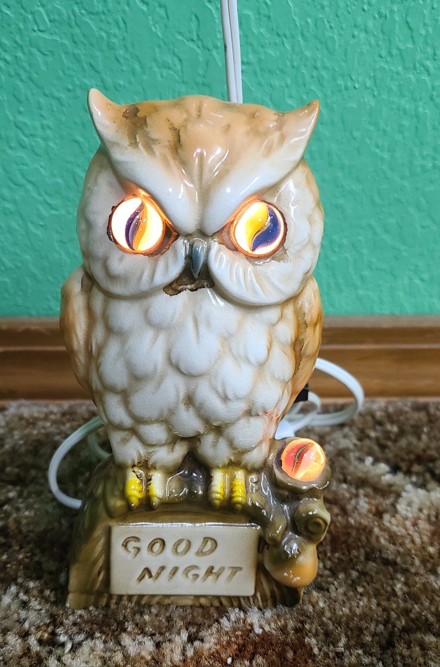 Vintage Ceramic Owl " Good Night " Nightlight 