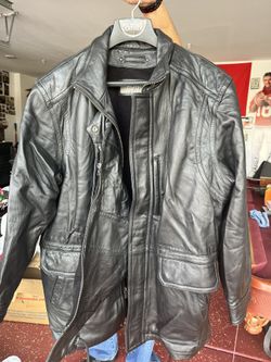 Men’s Wilson, Leather Jacket With Hood Lg