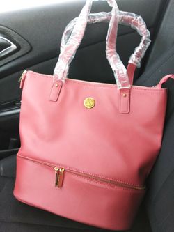 Double decker leather tote.