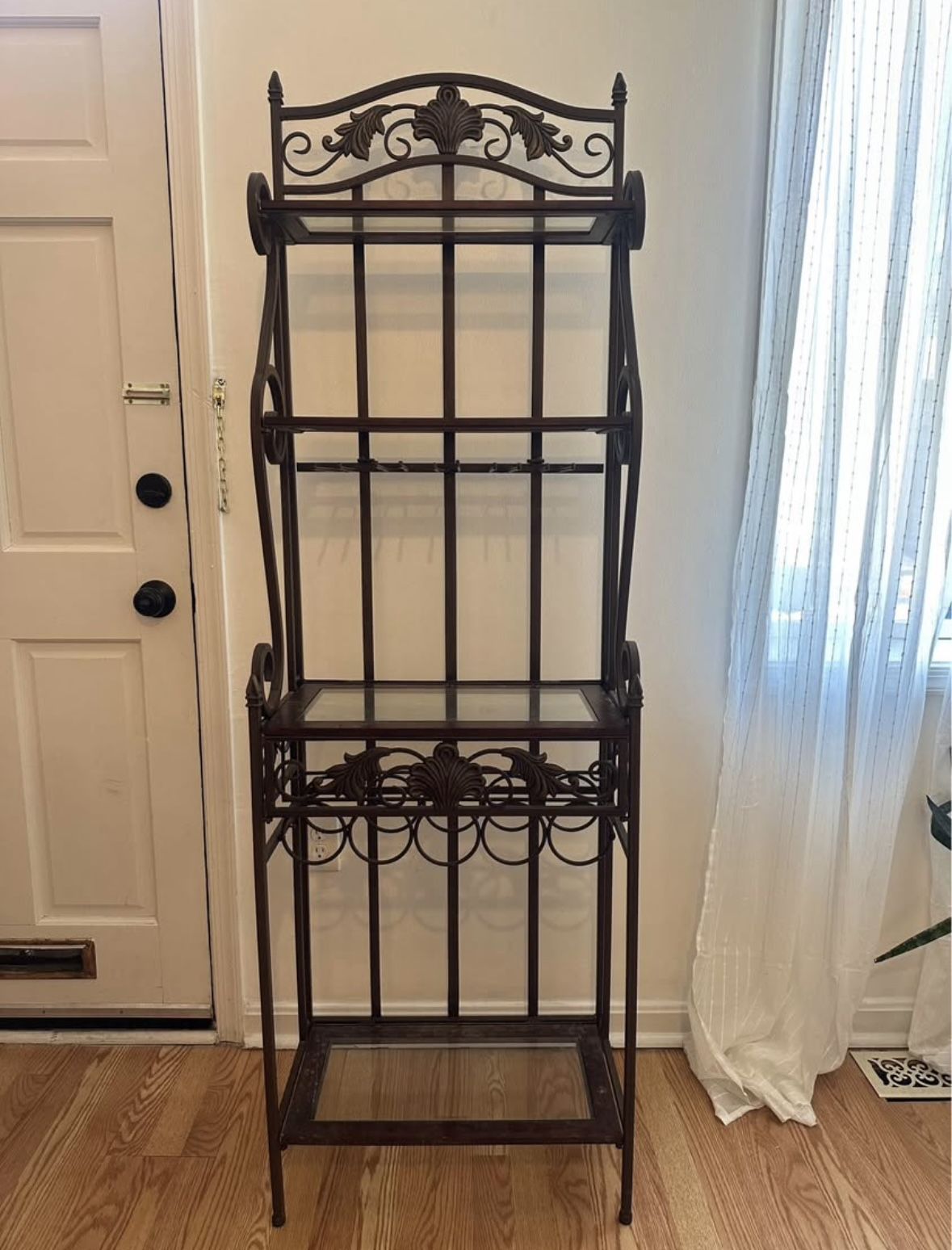 Metal Bar Stand With Glass Shelving