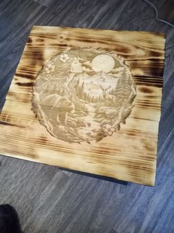 Custom nature engraved end table $20