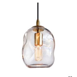 8579: CASAMOTION Modern Glass Pendant Light Kitchen Island Brass Gold Organic Globe Hanging Industrial Contemporary Style Sink Bar Counter Porch Small