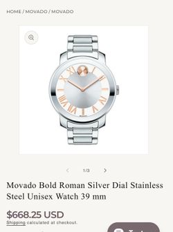Movado Bold Stainless Steel Watch 39 mm