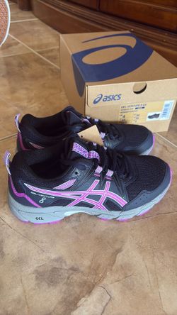 ASICS girls, navy blue tennis shoes, size 4