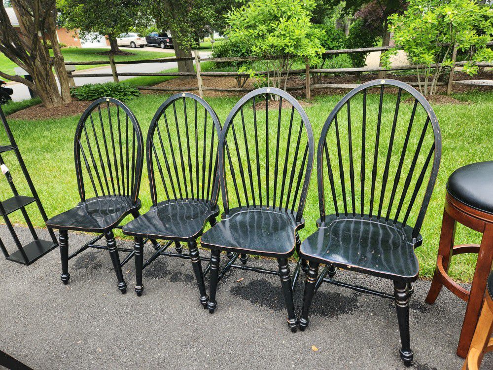 4 black wood dining chairs