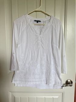 white embroidered cotton blouse small