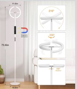 Modern 70” LED Floor Lamp with Remote – White - Like new