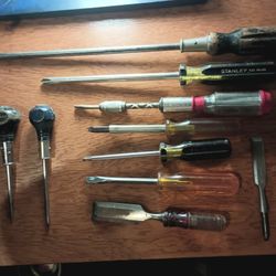 10 Vintage Screwdriver/Push Drill/ Chisel 