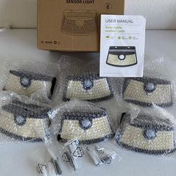 6Pack Solar Motion Sensor Small Lights 120 LEDs with Lights Reflector,270° Wide Angle, IP65 Waterproof, Step Lights for Front Door, Yard, Garage, Deck