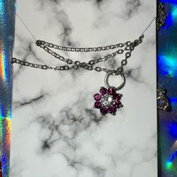 GORGEOUS Brand New Sterling 1.5 TCW Natural Pink and White Sapphire Necklace! 24”