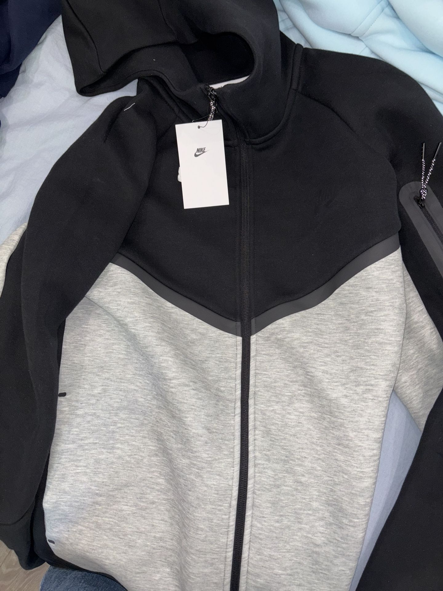 Nike Techfleece Hoodie Gray/black Zip Up Hoodie Size Medium
