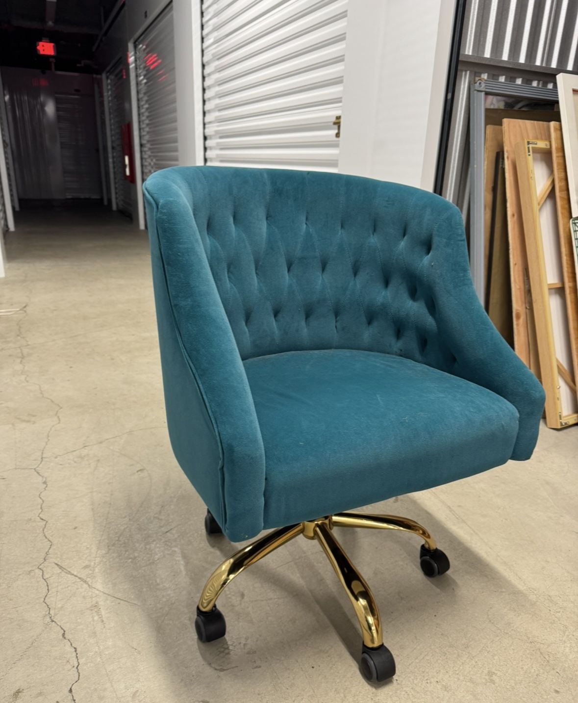Teal Velvet Desk Chair