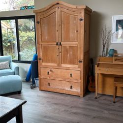 Armoire TV Cabinet Solid Knotty Wood (Carmel Valley 92130)