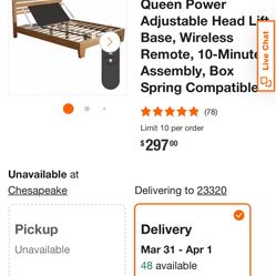 King/Queen Size Power Adjusta-Flex Head lift Base With Wireless Remote