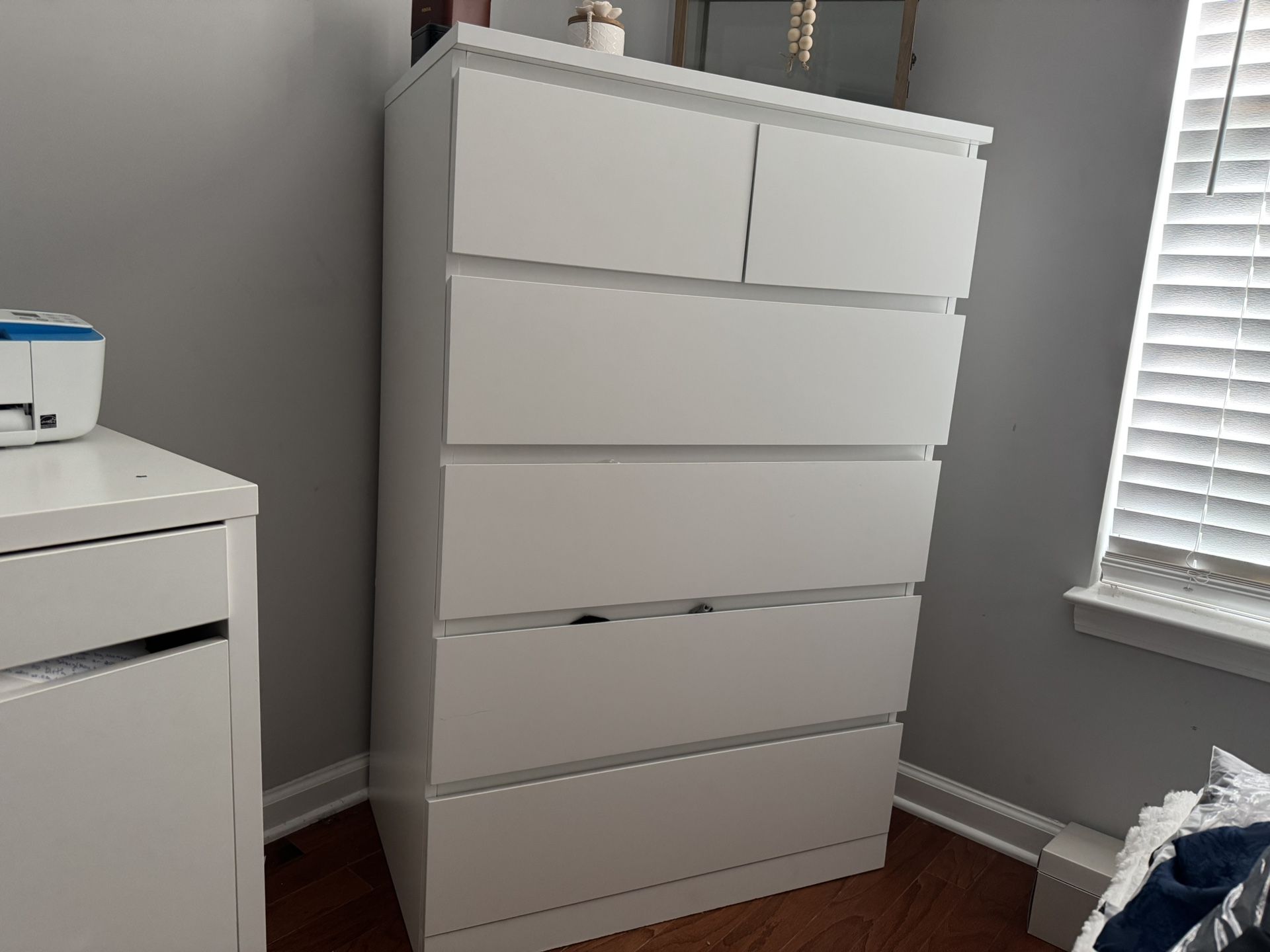 White Dresser w/ White Computer Desk Bundle