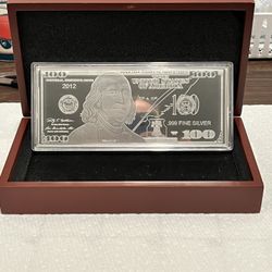 2 WASHINGTON MINT 1oz BEN FRANKLIN $100 SILVER BARS.