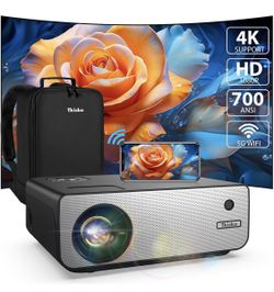 4K-Projector with WiFi and Bluetooth, Tkisko 700 ANSI FHD 1080P Projector 4K Supported, Portable Outdoor Movie Projector, Smart Projector for Phone/PC