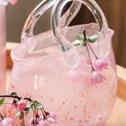 Pink Glass Purse Vase