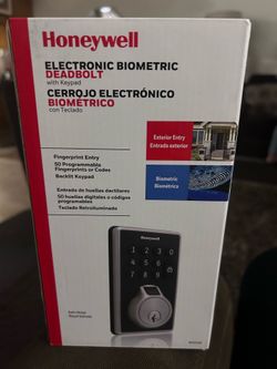 Honeywell Electronic Biometric Deadbolt with Keypad, Satin Nickel