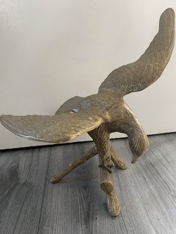 Vintage Solid Brass Eagle Bird Statue Figure Ornament Wing Span  2 ft