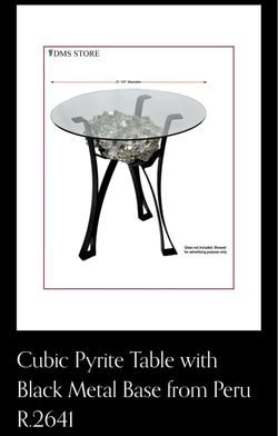 Cubic Pyrite Table with Black Metal Base