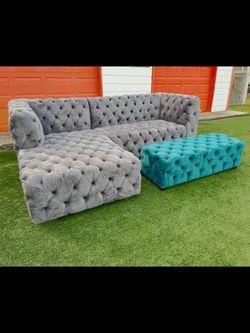 Sectional sofa with but ottoman