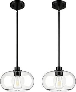 2-Pack Pendant Lights Kitchen Island, Matte Black, 10-Inch,Round-Shaped Design, 42-Inch Adjustable