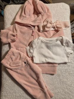 NEW! Carter's Baby Girl Bunny Fleece 4-Piece Set, 3 Mo