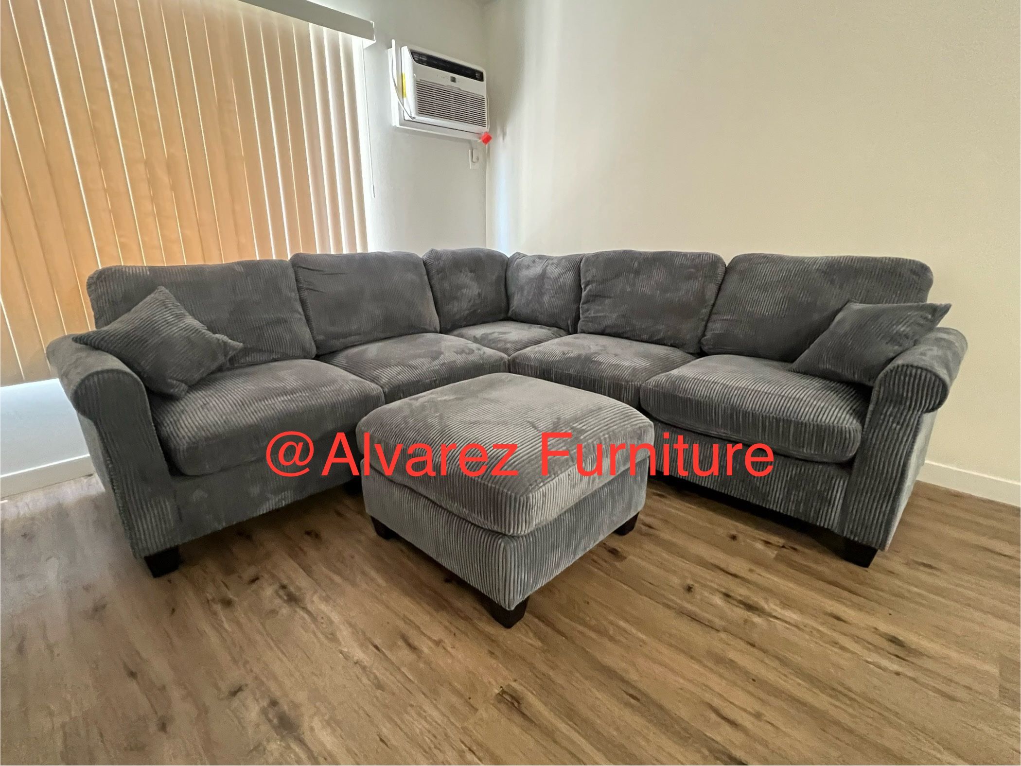 Corduroy Sectional Sofa With Ottoman