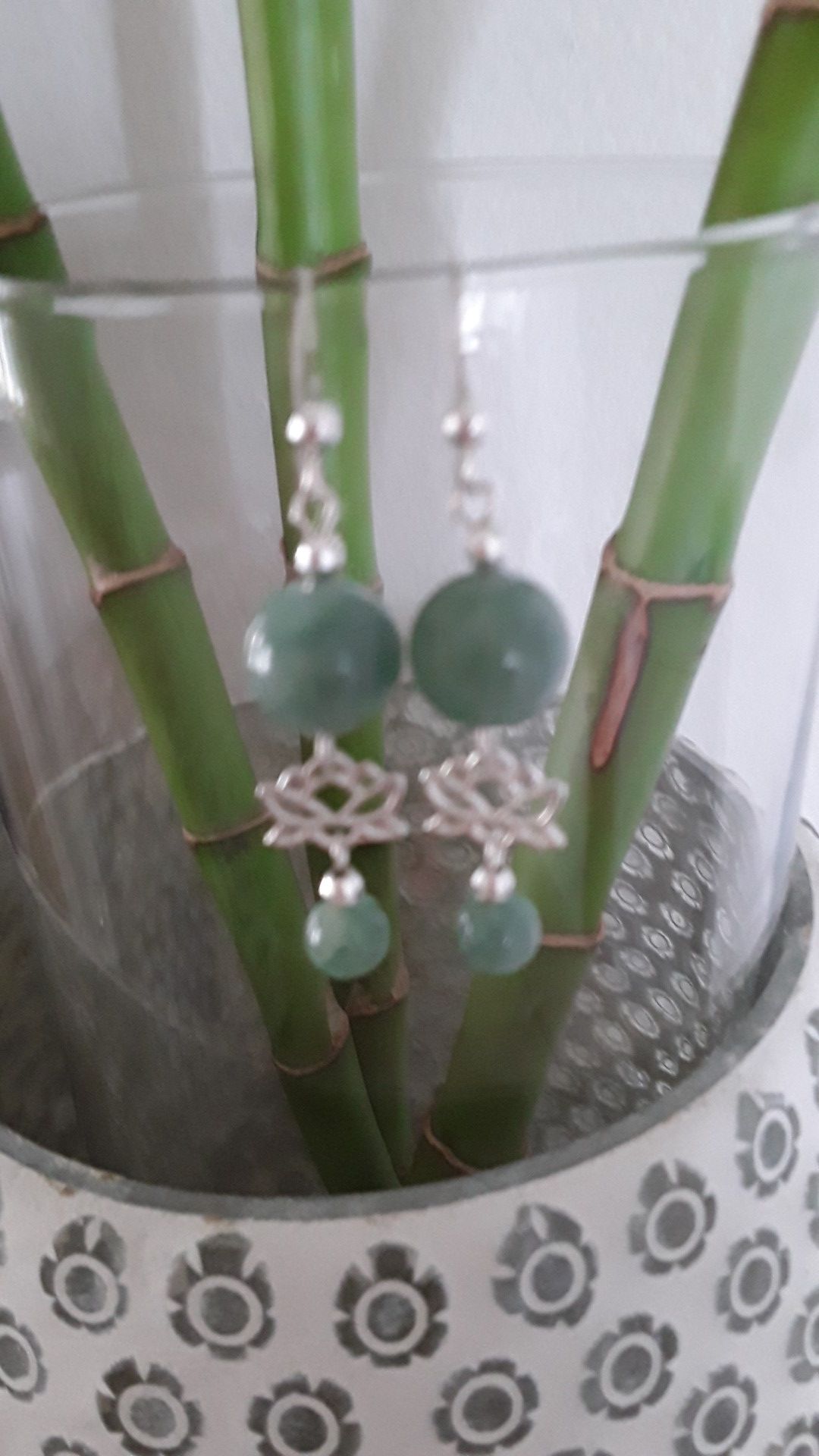 New handmade sterling silver with jade earrings perfect for mom's day