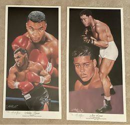 Mike Tyson & Joe Louis Angelo Marino 12x24 Lithographs