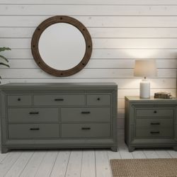 7-Drawer Dresser and Nightstand Set – Modern Farmhouse Bedroom Furniture-delivery available 