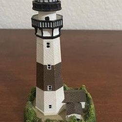 Vintage Lefton Historic American Montauk Point Lighthouse Figurine 4”T  