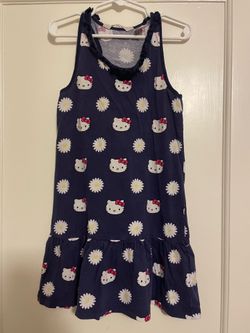 Hello Kitty Navy Dress with White Daisies and Pink Bows
