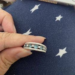 Women Fashion Blue Saphire Wedding Ring Size 9