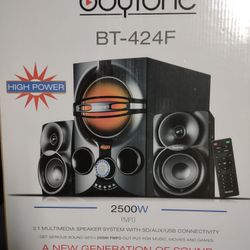 BOYTONE HIGH POWERED 2500WATTS 2.1 MULTIMEDIA SPEAKER SYSTEM WITH SD/AUX/USB CONNECTIVITY 