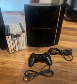 Sony PS3 Fat Console Bundle + DualShock 3 Controller & 7 Games - Tested & Works!
