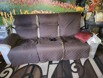 Brown Quilted Sofa Cover 3-Seater recliner