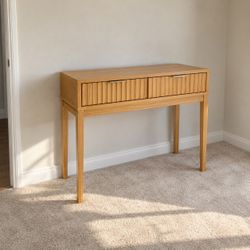 Nathan James Jasper Fluted Wood Console Table – Natural Oak